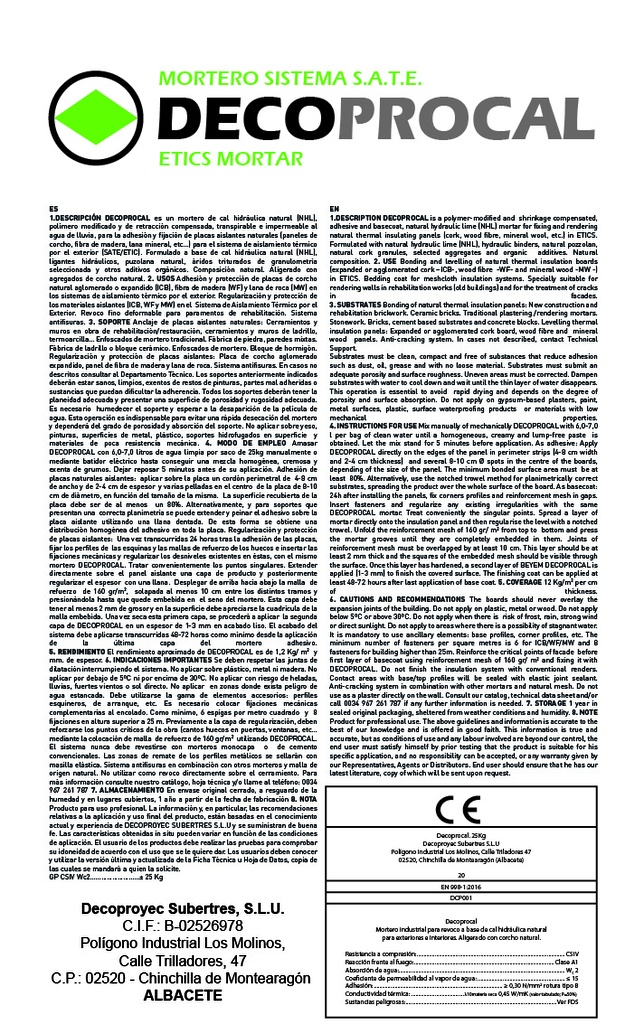 Decoprocal - Universele kalkmortel met kurk - 25kg (64)