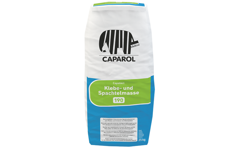 Caparol Capatect 190 Gris – Mortier minéral de collage et de renforcement pour l'isolation des murs extérieurs - gris - 25 kg [48]