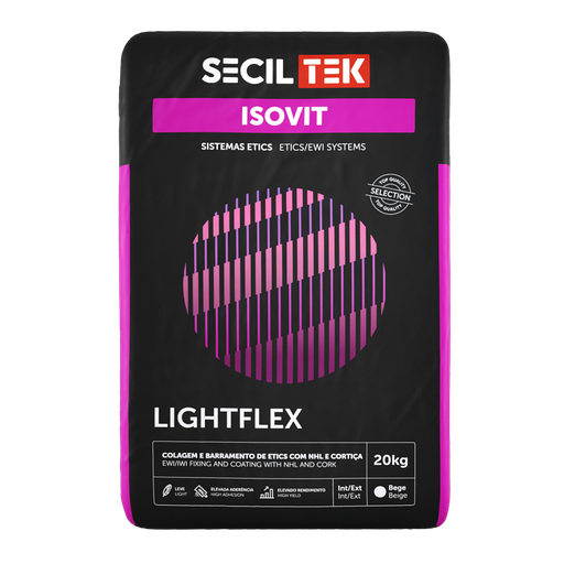 ISOVIT LIGHTFLEX (E-CORK) – Mortier léger à base de chaux et de liège pour systèmes d'isolation thermique par l'extérieur (SITE) et la rénovation - 20 kg (60)